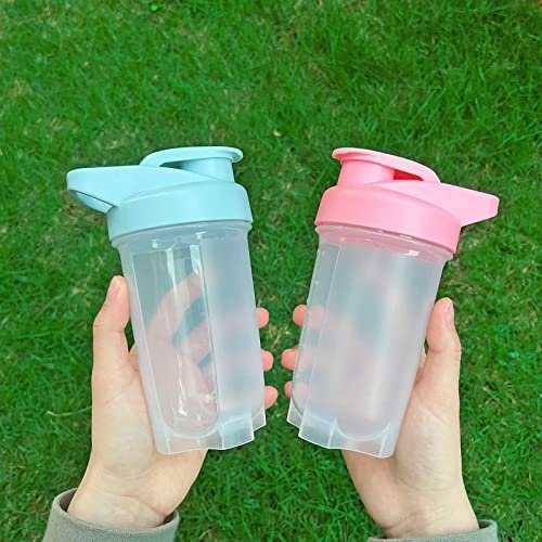 GAISHION Shaker Bottle Protein Shakes Cup and 10-Ounce/300ML Shaker-Bottle with Whisk Balls, Protein Shaker-Bottles Set, Non-BPA Plastic (Blue+Pink 2PCS) - görsel 1