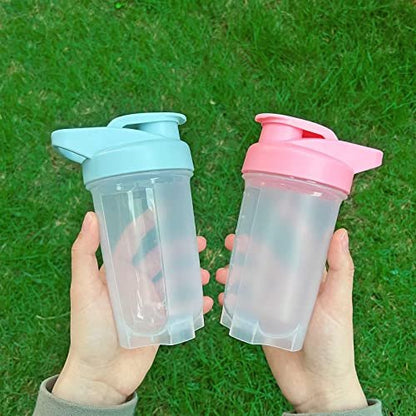 GAISHION Shaker Bottle Protein Shakes Cup and 10-Ounce/300ML Shaker-Bottle with Whisk Balls, Protein Shaker-Bottles Set, Non-BPA Plastic (Blue+Pink 2PCS)