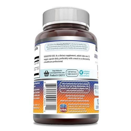 Amazing Formulas Vitamin D3 5000 IU with Vitamin K2 100 Mcg | 120 Veggie Capsules Supplement | Non-GMO | Gluten Free | Made in USA - görsel 5