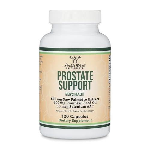 Prostate Support Supplement for Men's Health (120 Capsules) - Saw Palmetto, Pumpkin Seed Oil, Selenium by Double Wood - görsel 1