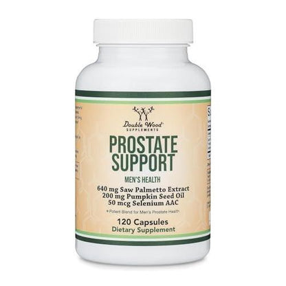 Prostate Support Supplement for Men's Health (120 Capsules) - Saw Palmetto, Pumpkin Seed Oil, Selenium by Double Wood