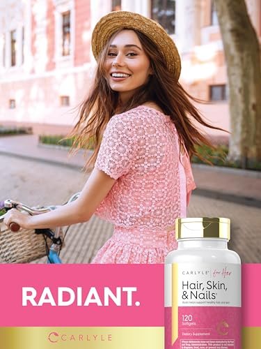 Carlyle Hair Skin and Nails Vitamin | 120 Softgels | Beauty Formula Supplement | with Biotin and Collagen Zinc, Vitamin A, B6, C & E | Non-GMO, Gluten Free - görsel 9