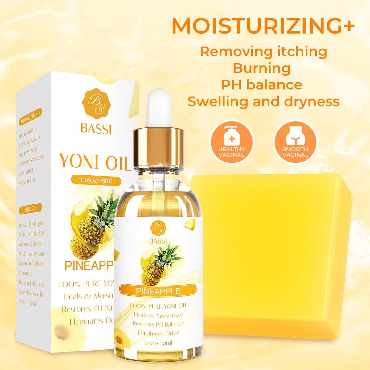 Feminine Wash & Yoni Oil & Yoni Soap Set for Women, Yoni Wash for Vaginal pH Balance Remove Odor Moisturizing, 5.07 Body Wash & 1 Fl.Oz Organic Essential Oil & 3.53oz Feminine Care Soap Pineapple - görsel 4