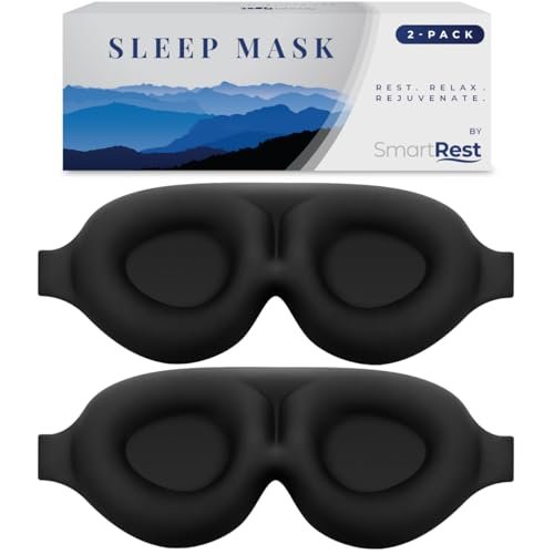 SmartRest Sleep Mask [2 Pack] - Eye Mask for Sleeping - Patented, Contoured, 100% Blackout, Zero Pressure Sleeping Masks for Women and Men, Blindfold and Eye Covers - S2 Black - görsel 5