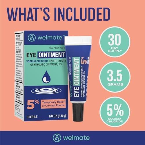 WELMATE Eye Ointment – Sodium Chloride Hypertonicity Ophthalmic Ointment 5% – Relief of Corneal Edema Symptoms – 1/8 oz (3.5g) Travel Size - görsel 10