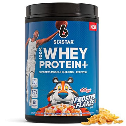 Six Star Whey Protein Powder Plus - Muscle Building & Recovery Formula with Whey Isolate Powder, BCAAs, 30g Protein, Immune Support - Post-Workout Supplement - Kellogg’s Frosted Flakes Flavor, 1.8 lbs