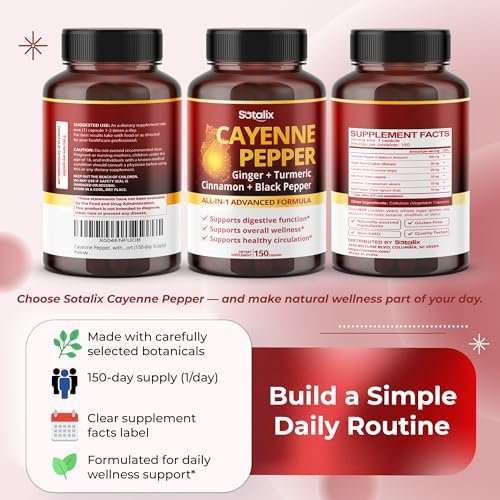 Cayenne Pepper, with Ginger, Turmeric, Cinnamon, Black Pepper - Digestion Support (150-day Supply) - görsel 5