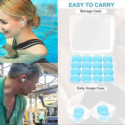 Ear Plugs for Sleeping, 20 Moldable Noise Cancelling Silicone Earplugs for Swimming, Snoring, Sleep and Studying, Blue