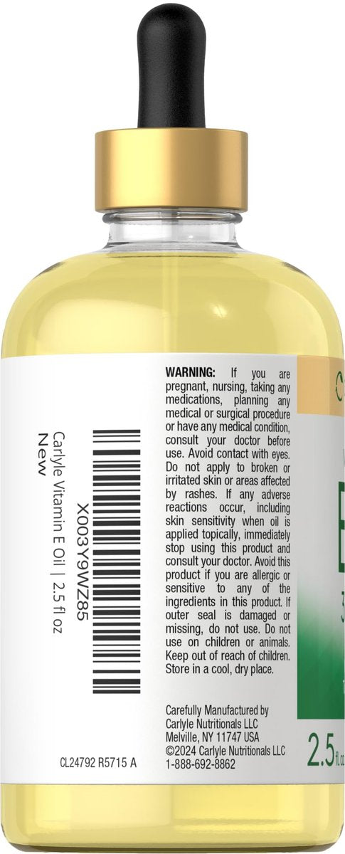 Carlyle Vitamin E Oil | 30,000 IU | 2.5 fl oz | Ingestible & Topical Grade | Moisturizing for Skin | Vegetarian, Non-GMO, Gluten Free Supplement - görsel 5