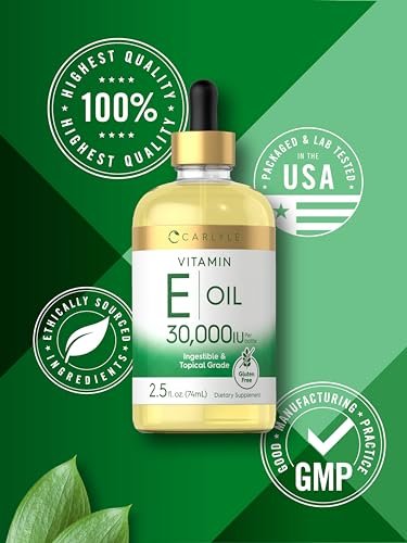 Carlyle Vitamin E Oil | 30,000 IU | 2.5 fl oz | Ingestible & Topical Grade | Moisturizing for Skin | Vegetarian, Non-GMO, Gluten Free Supplement - görsel 12