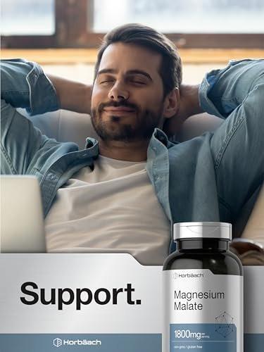 Horbäach Magnesium Malate | 1800mg | 250 Caplets | Vegetarian, Non-GMO, Gluten Free Supplement - görsel 5