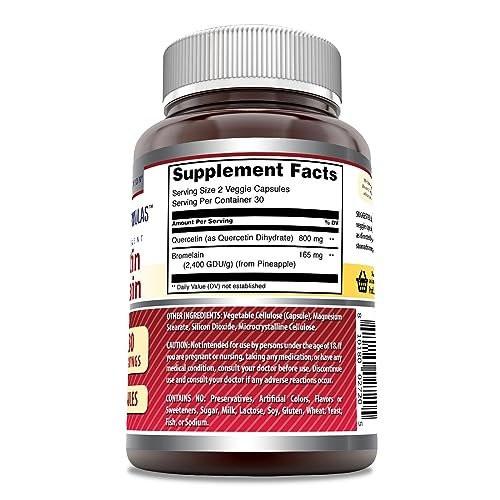 Amazing Nutrition Quercetin 800 mg with Bromelain 165 mg Veggie Capsules Supplement | Non-GMO | Gluten Free | Made in USA | Suitable for Vegetarians (60 Count) - görsel 3