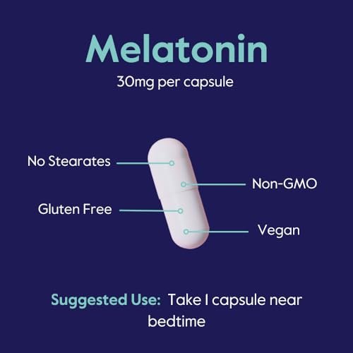 BESTVITE Melatonin 30mg (120 Vegetarian – No Stearates: Free from stearic acid and magnesium stearate, ensuring – Image 3