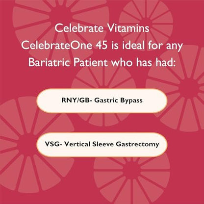 CelebrateONE 45 Bariatric Multivitamin with Iron, Once Daily Tropical Chewable for Gastric Sleeve & Bypass Patients – 45 mg Iron, 30 Tablets. 1 Month Supply