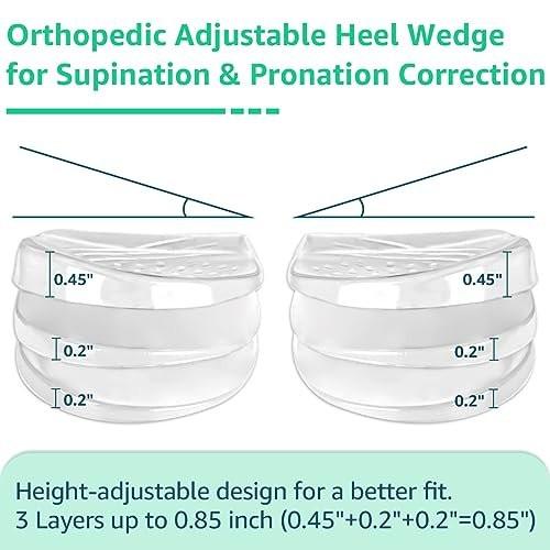Skyfoot 3 Layers Adjustable Heel Wedge Inserts for Supination & Pronation Correction, Adhesive Medial & Lateral Heel Insoles for Bow Legs, Knee Pain, Foot Alignment (L: W 7-11, M 7-10, Crystal) - görsel 7