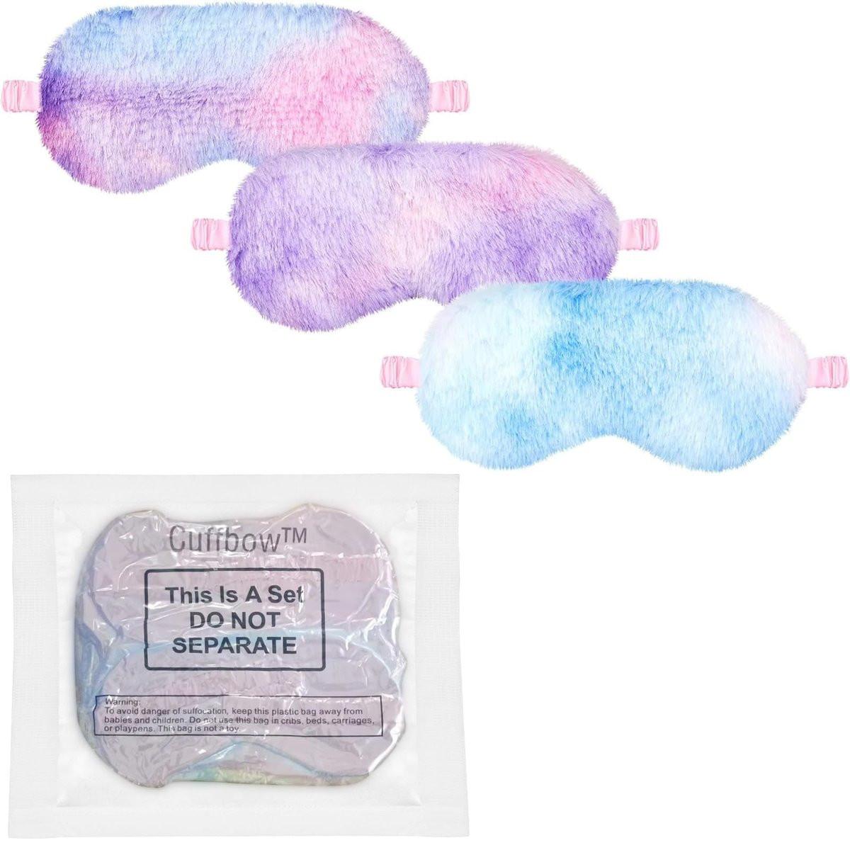 Cuffbow 12 Pcs Plush Sleeping Eye Masks Bulk Comfortable Sleep Eye Cover Mask for Kids Women Men Soft Furry Blindfold Faux Fur Shade for Travel Nap Sleepover Party Supplies (Rainbow) - görsel 12