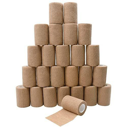 3" Self Adhesive Bandage Wraps, 24pcs Vet Wraps, Skin Color, 5 Yard Self Adherent Wraps for Sports, Wrist, Ankle and Swelling