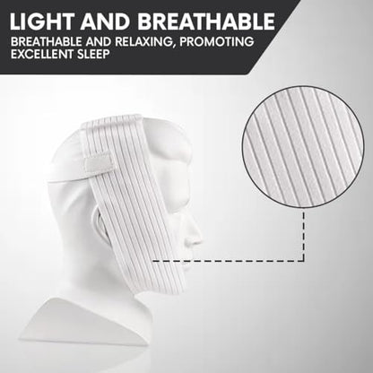Bistras Super Deluxe White Chin Strap for CPAP Users - Anti Dry Mouth - Anti Snore Chin Strap Great Sleeping Solution for Men and Women to Keep Mouth Closed While Sleeping (1 pk)