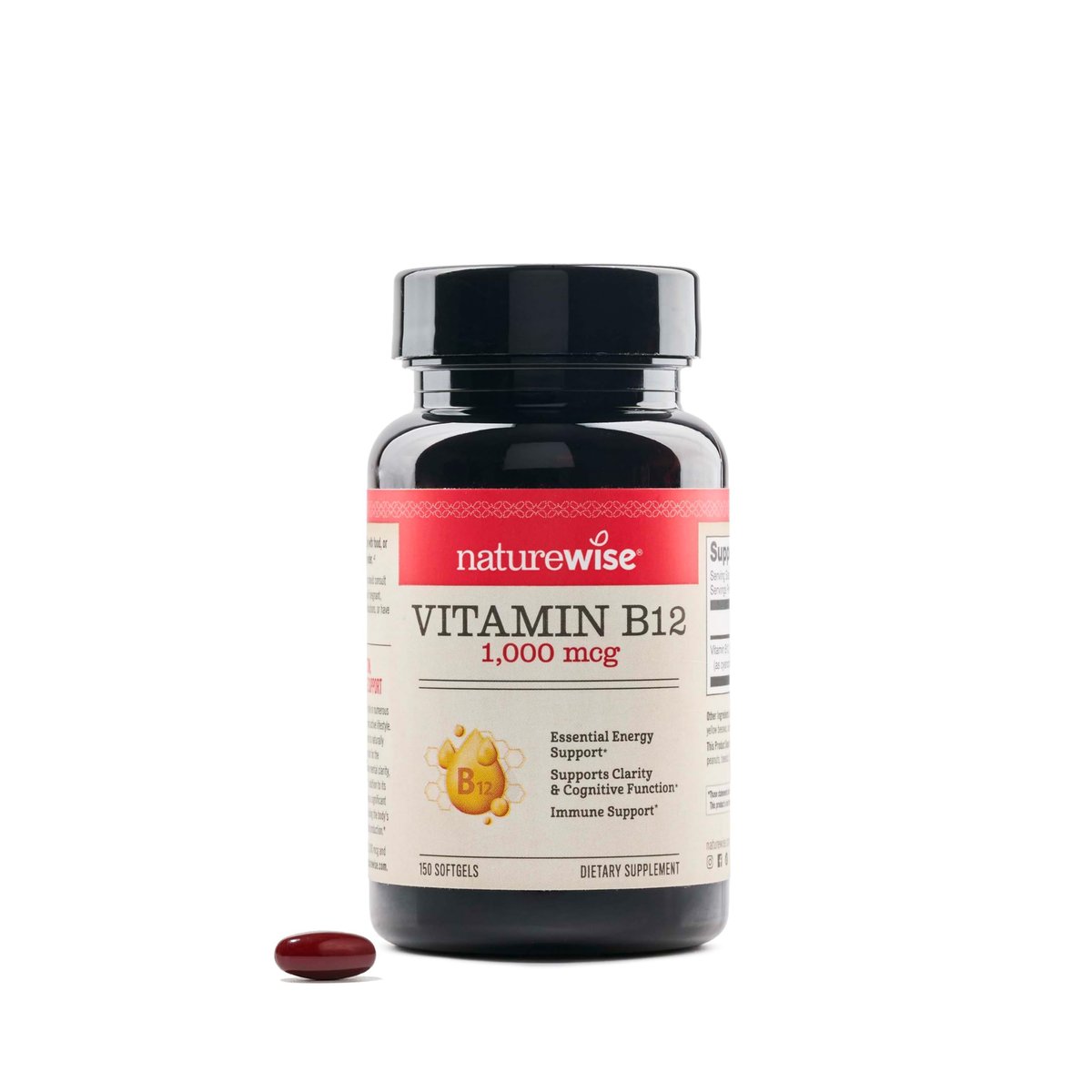 NatureWise Vitamin B12 1000 mcg - Dietary Supplement for Supporting Energy Metabolism, Mental Clarity, Nervous System Health - Easy-to-Swallow, Soy & Gluten-Free - 150 Count [150-Day Supply] - görsel 1