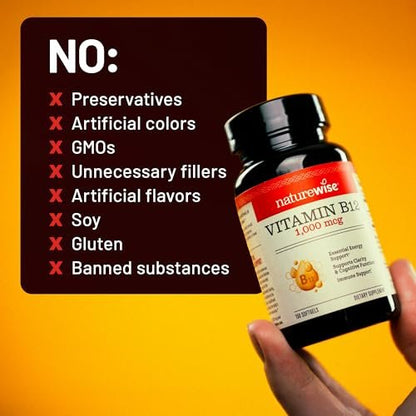 NatureWise Vitamin B12 1000 mcg - Dietary Supplement for Supporting Energy Metabolism, Mental Clarity, Nervous System Health - Easy-to-Swallow, Soy & Gluten-Free - 150 Count [150-Day Supply]