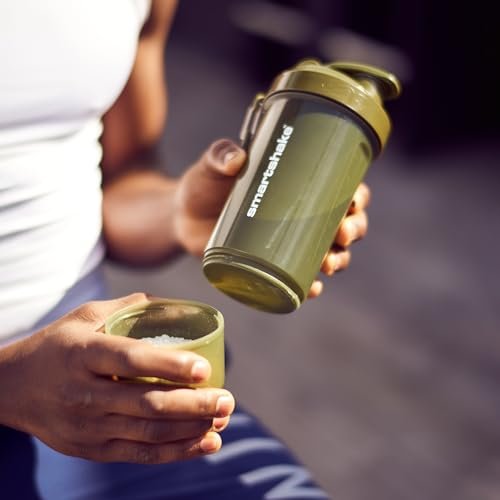 Smartshake O2GO ONE 4-Pack Protein Shaker Bottle 800 ml | 27 oz - Storage Included - Leakproof Screw-on Lid - BPA Free – Unisex - Mist Gray, Army Green, Black, Navy Blue - görsel 13
