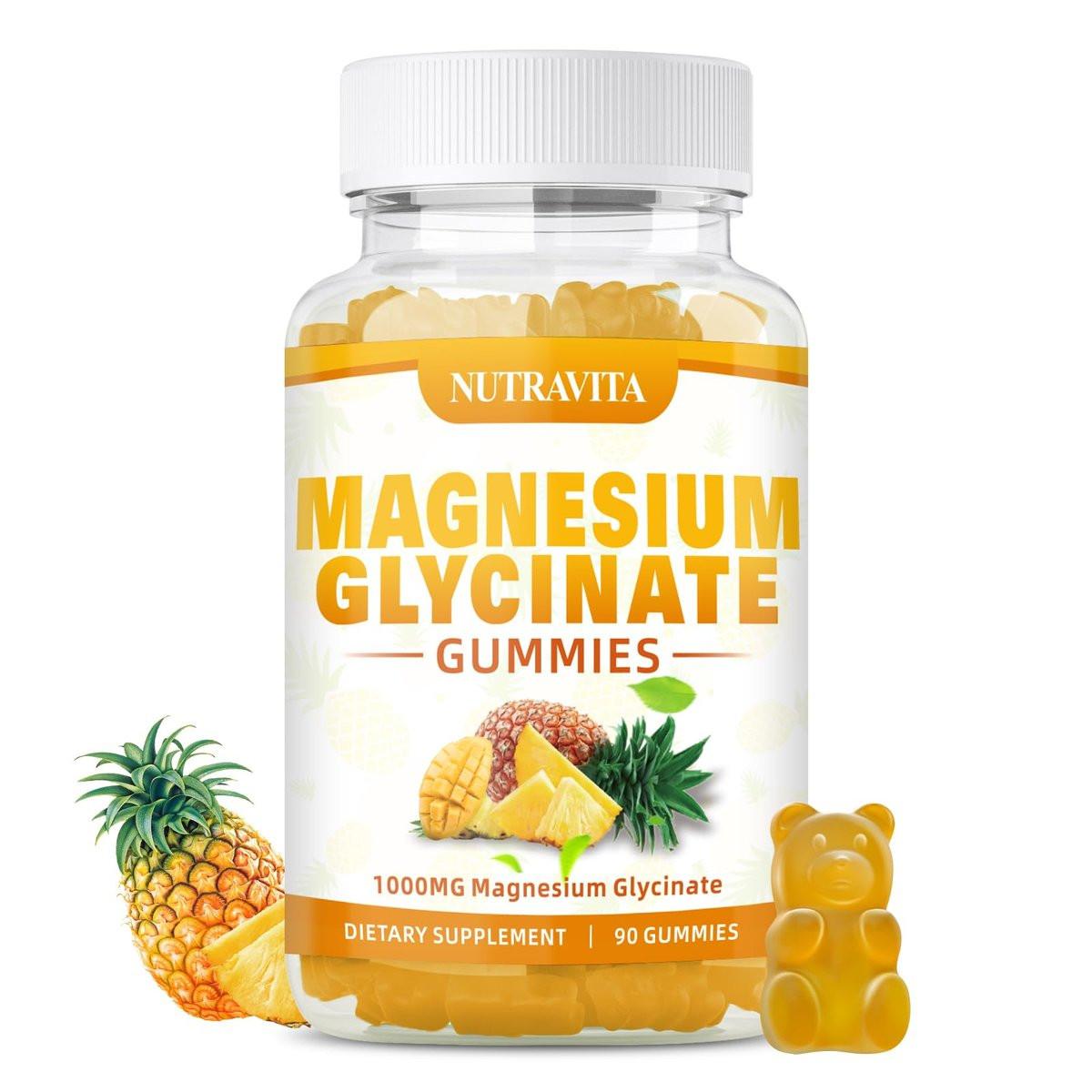 Magnesium Glycinate Gummies 1000mg with Magnesium L-Threonate, Chelated Magnesium Potassium Complex Supplement with VitD, B6, CoQ10, Calcium, Supports for Memory, Calm, Mood - 90 Mango Pineapple Gummies - görsel 10