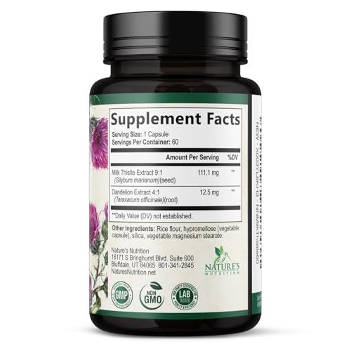 Milk Thistle Extract - Liver Cleanse Detox & Repair Formula - Natural Milk Thistle with Silymarin Marianum & Dandelion Extract - Natural Herbal Liver Health Supplement - Made in USA - 60 Capsules - görsel 16