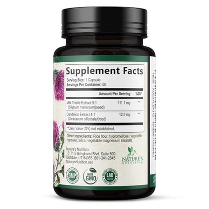 Milk Thistle Extract - Liver Cleanse Detox & Repair Formula - Natural Milk Thistle with Silymarin Marianum & Dandelion Extract - Natural Herbal Liver Health Supplement - Made in USA - 60 Capsules