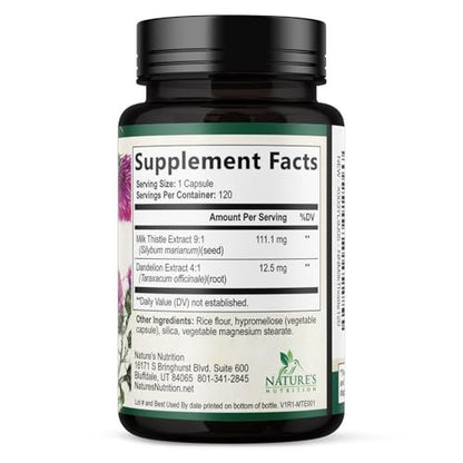 Milk Thistle Extract - Liver Cleanse Detox & Repair Formula - Natural Milk Thistle with Silymarin Marianum & Dandelion Extract - Natural Herbal Liver Health Supplement - Made in USA - 60 Capsules