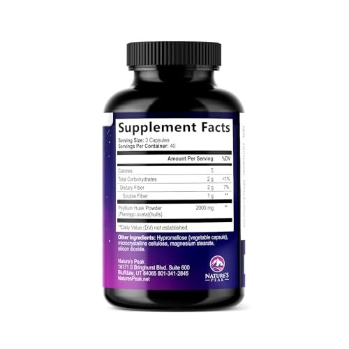 Psyllium Husk Powder 2000mg Per Serving - Soluble Fiber Supplement for Daily Digestive Health & Regularity Support, Natural Psyllium Powder Caps, Vegan Prebiotic, Non-GMO & Gluten-Free - 120 Capsules - görsel 5