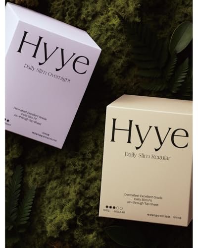 Hyye Ultra Thin Daily Sanitary Pads with Wings, High Absorbency, Air Flow Cotton Soft Touch Cover for Sensitive Skin, Unscented, Made in Korea (Regular, 16 Count) - görsel 4