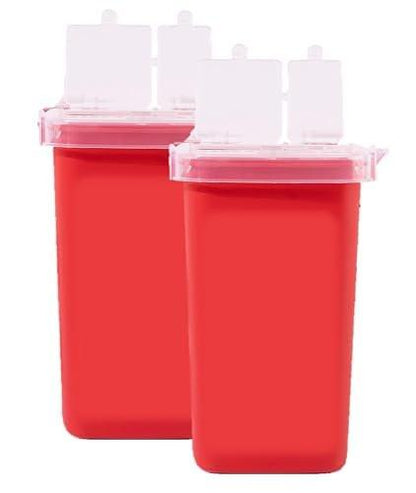 Dealmed Mini Sharps Container, 1 Quart (Pack of 1) Flip Lid, Removal Port, Portable Travel Size, Red