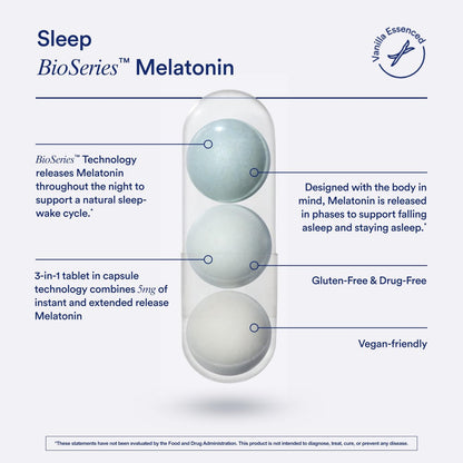 Ritual Sleep Melatonin 5mg - Sleep Aid Supplement - BioSeries Time Released Capsules Designed for All Night Sleep Support for Adults - Vegan - Drug-Free - Vanilla - 20 Capsules - 20 Servings