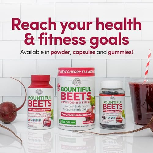 Country Farms Bountiful Beets Root Capsules, Wholefood Beet Extract Superfood, Natural Nitric Oxide Booster, Supports Natural Energy, Circulation and Immune Support, 180 Count, 2 Pack - görsel 1