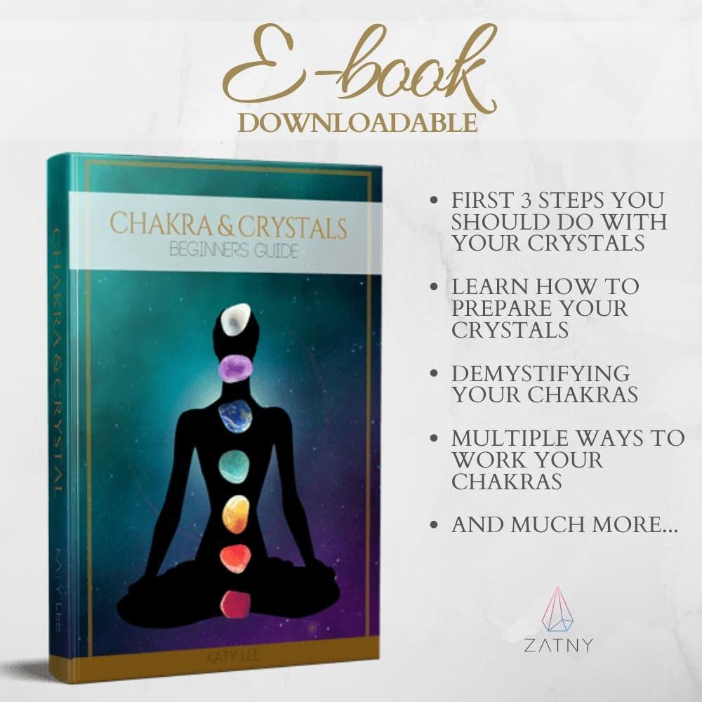 Crystals and Healing Stones Premium Kit Velvet Pouch - 7 Chakra Stones Healing Crystals Set, Ebook, Gift (Tiny 7 Chakra Stones) - görsel 7