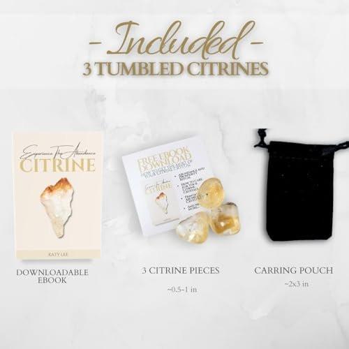 ZATNY Natural Tumbled Citrine Crystal Stones - 3 Pieces 0.5''-1'' Gemstone for Healing, Anxiety, Wealth, Money, Abundance, Success, Prosperity - Chakra - Reiki - Citrine Crystal Stone - Tumbled Stones - görsel 2