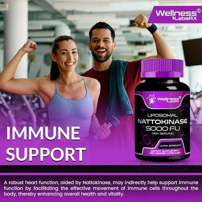 Nattokinase Supplement Capsules 5000 FU, Third-Party Tested Nattokinase – Enzymes from Japanese Natto – Daily Wellness Support – 120 Count