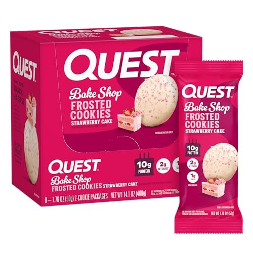 Quest Nutrition Frosted Cookies Twin Pack, Strawberry Cake, 1g Sugar, 10g Protein, 2g Net Carbs, Gluten Free, 16 Cookies - görsel 2