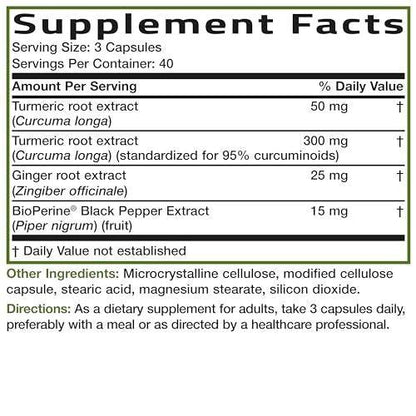 Bronson Turmeric + Ginger Extra Strength Joint Health & Digestion Support with BioPerine, Non-GMO, 120 Vegetarian Capsules