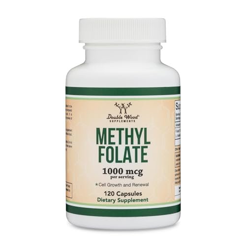 Methylfolate 1,000mcg, 120 Capsules (Third Party Tested Methyl Folate Supplement) Methylated Folate is a More Active Form of Folate Than Folic Acid (Non-GMO, Vegan Safe) by Double Wood - görsel 4