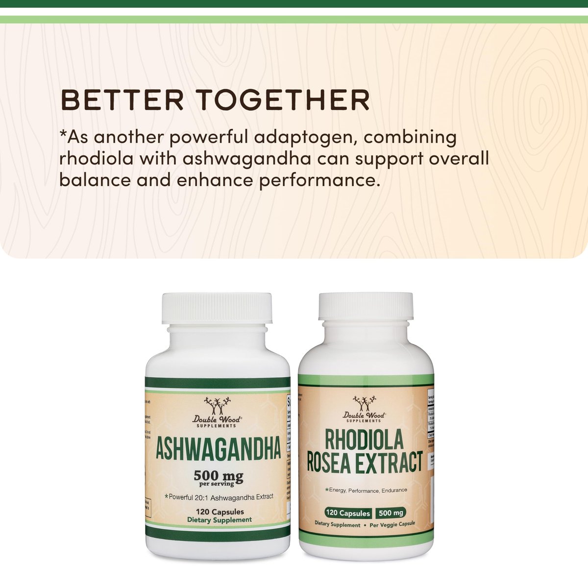 Ashwagandha Capsules, 120 Count (500mg Extract 20:1 Potency) Adaptogen Stress Relief by Double Wood - görsel 8