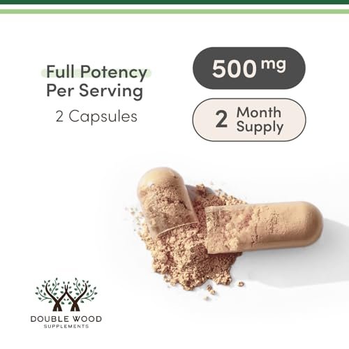 Ashwagandha Capsules, 120 Count (500mg Extract 20:1 Potency) Adaptogen Stress Relief by Double Wood - görsel 9