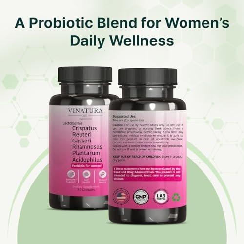 VINATURA Lactobacillus Rhamnosus, Reuteri, Gasseri, Plantarum, Crispatus, Acidophilus Probiotics - Probiotics for Women *USA Made & Tested* Women Vaginal Health, Gut and Digestive Health - 30 Capsules - görsel 17