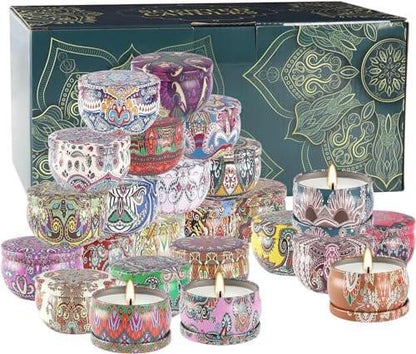 WPONSZU Scented Candles Gifts Set 24 Pack Soy Wax Travel Tin Jar Candles for Home 2.5 OZ - Perfect for Mom, Christmas, Birthday, Thanksgiving, Mother's Day