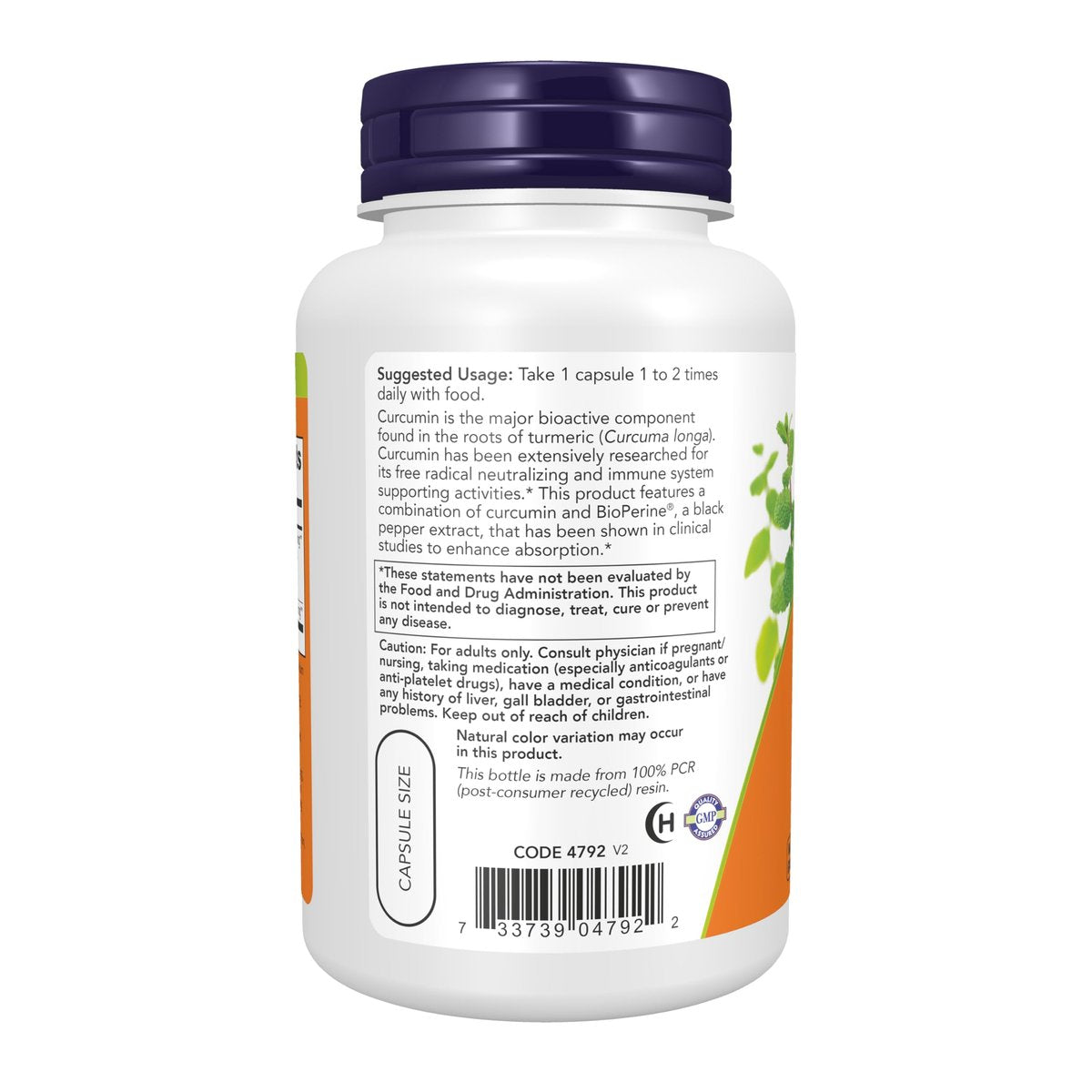 Now Supplements, Turmeric Curcumin with BioPerine, Immune System Support, Standardized to 95% Curcuminoids, Enhanced Absorption*, 90 Veg Capsules - görsel 5