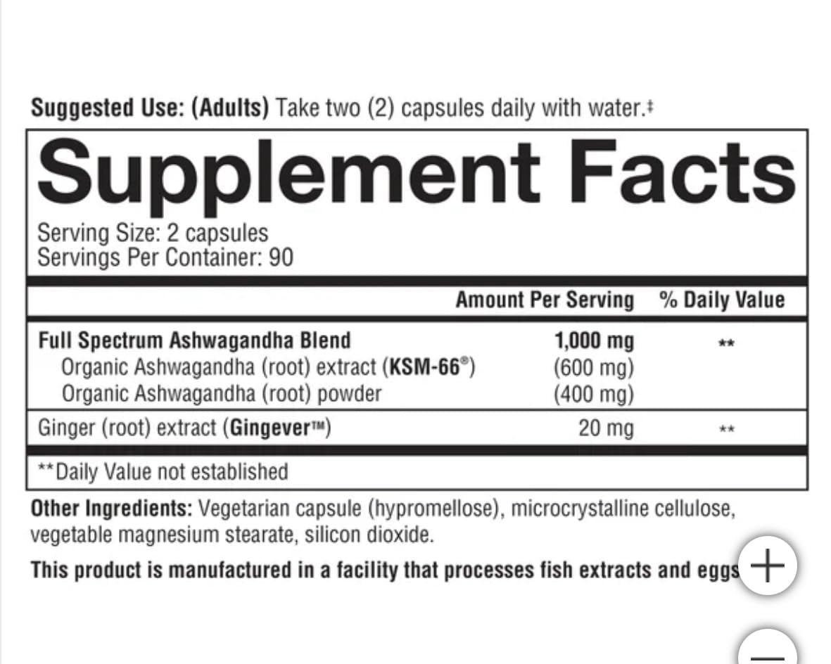 Youtheory Ashwagandha 1000mg with KSM-66 - Helps Support a Healthy Stress Response, 180 Capsules - görsel 2