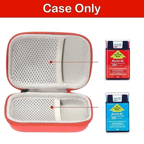 Fukumi Auvi Q Carrying Case, Portable Medicine Emergency Bag for 2 Auvi-Q Auto Injectors, Asthma Inhaler, Nasal Spray, Allergy Medicine, First Aid, Hard Travel Case with Carabiner and Lanyard, Bag Only - görsel 1