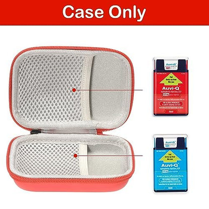 Fukumi Auvi Q Carrying Case, Portable Medicine Emergency Bag for 2 Auvi-Q Auto Injectors, Asthma Inhaler, Nasal Spray, Allergy Medicine, First Aid, Hard Travel Case with Carabiner and Lanyard, Bag Only