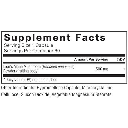 Force Factor Lion’s Mane Supplement Capsules, Memory & Focus Supplement, Supports Nerve Health & Cognitive Function, Made with 100% Fruiting Body, Vegan, No Gelatin, Non-GMO, 60 Vegetable Capsules - görsel 12