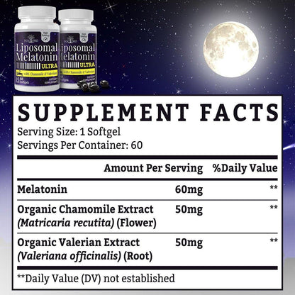 Fogoro Melatonin 60mg - Fall Asleep Faster, Stay Asleep Longer, High Dose
